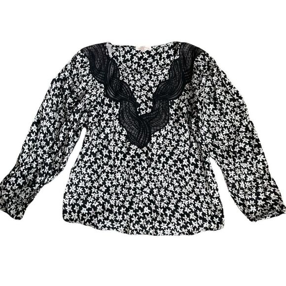 Rebecca Taylor Floral Long Sleeve Top Size 2 - Picture 1 of 6